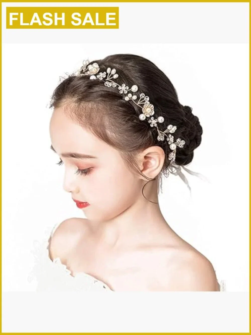 Princess Pearl Flower Headband Hair Accessory for Kids Wedding Flower Girl